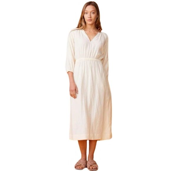 NWT Monrow Long-Sleeve Gauze Open-Back Midi Dress - Picture 1 of 10